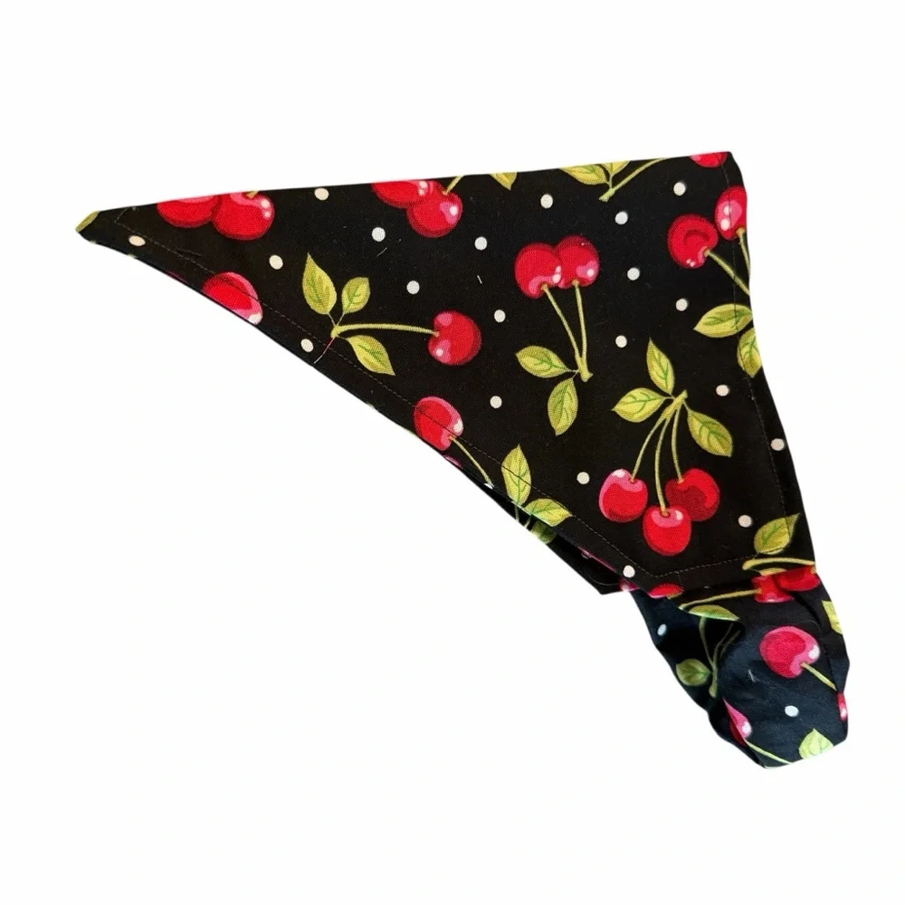 Stylish Black Cherry Print Dog Bandana Collar